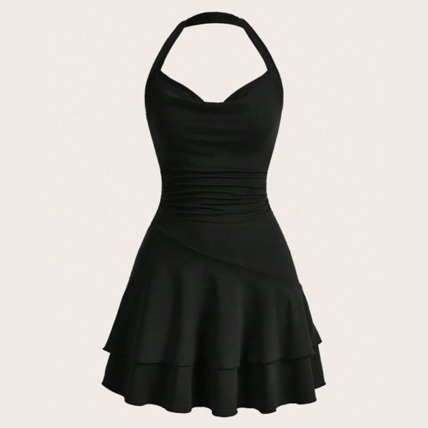 SHEIN MOD Knitted Halter Neck Slim Fit Women's Dress