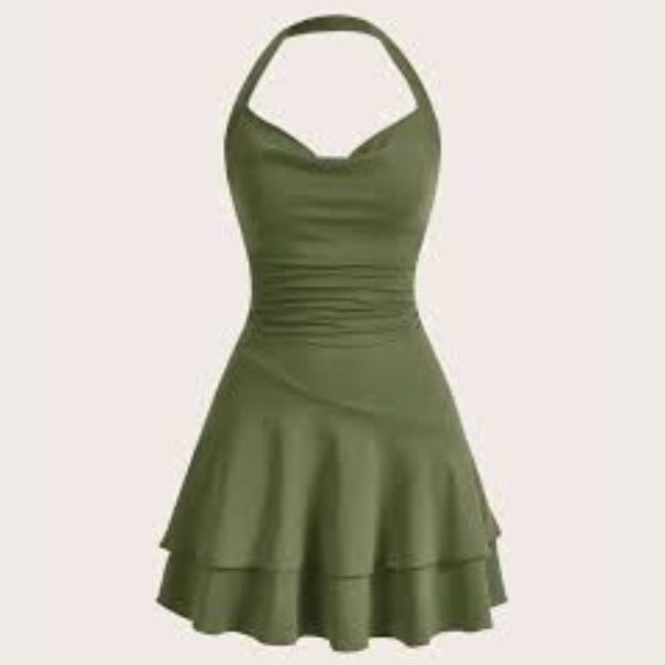 SHEIN MOD Knitted Halter Neck Slim Fit Women's Dress - Image 2