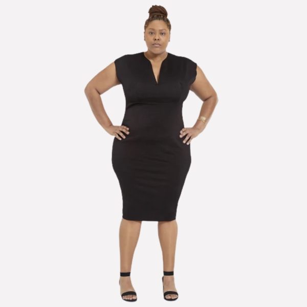 Fashion Nova Ponte V-Neck Short Sleeve Midi Dress - Image 4
