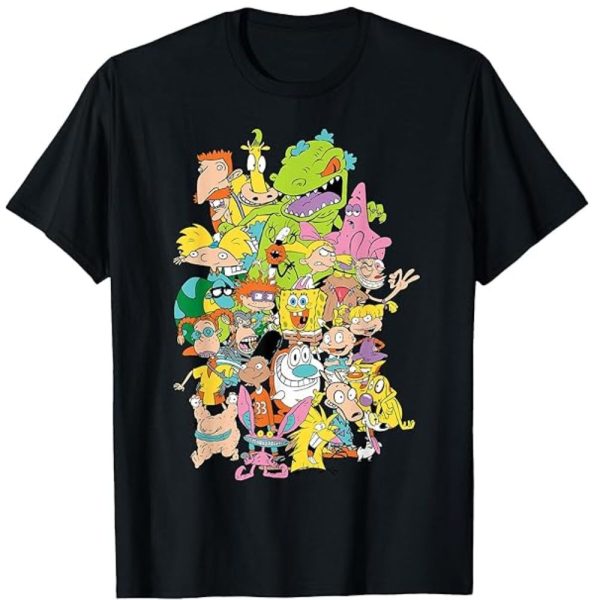Nick 90s X SHEIN Women's Casual Street Chic Halloween Cute Cartoon Character & Tie-Dye Print Loose Fit T-Shirt, Summer - Image 2