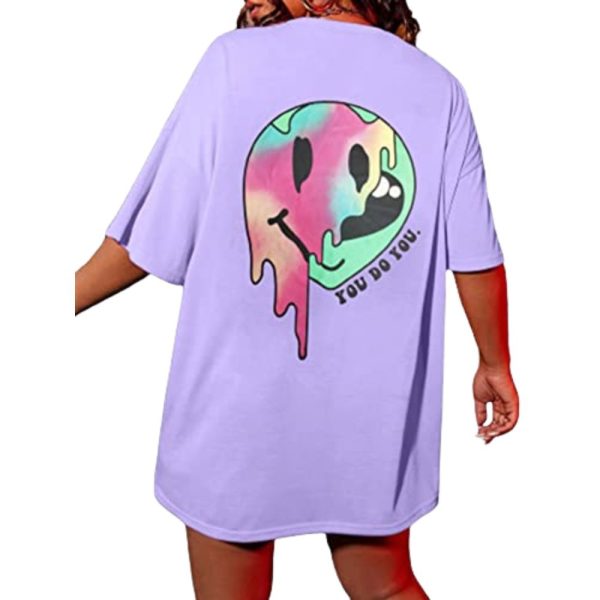 Nick 90s X SHEIN Women's Casual Street Chic Halloween Cute Cartoon Character & Tie-Dye Print Loose Fit T-Shirt, Summer