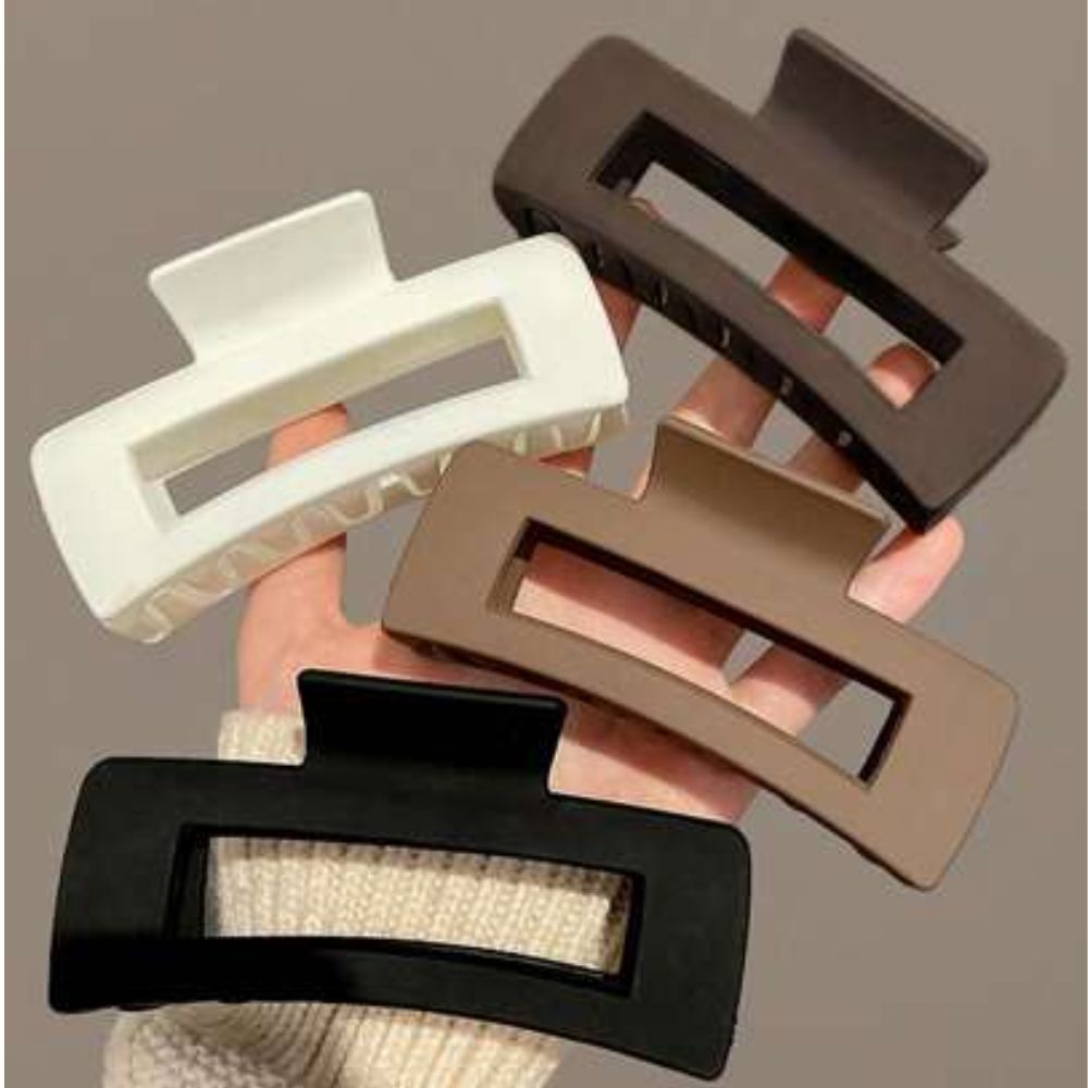 4pcs/1pc Women’s Black, White, Brown 4.33in/11cm Square Plastic Large Hair Clips, Fashionable, Elegant, Versatile, Minimalist Style, Suitable For Daily, Party, Commute, Vacation – Hair Claws For Styling, Washing, Make-Up, Outfit Accessorizing Summer Hair Jaw Clip Hair Clamps Hair Clutch Hair Catcher Clip, School Stuff, College