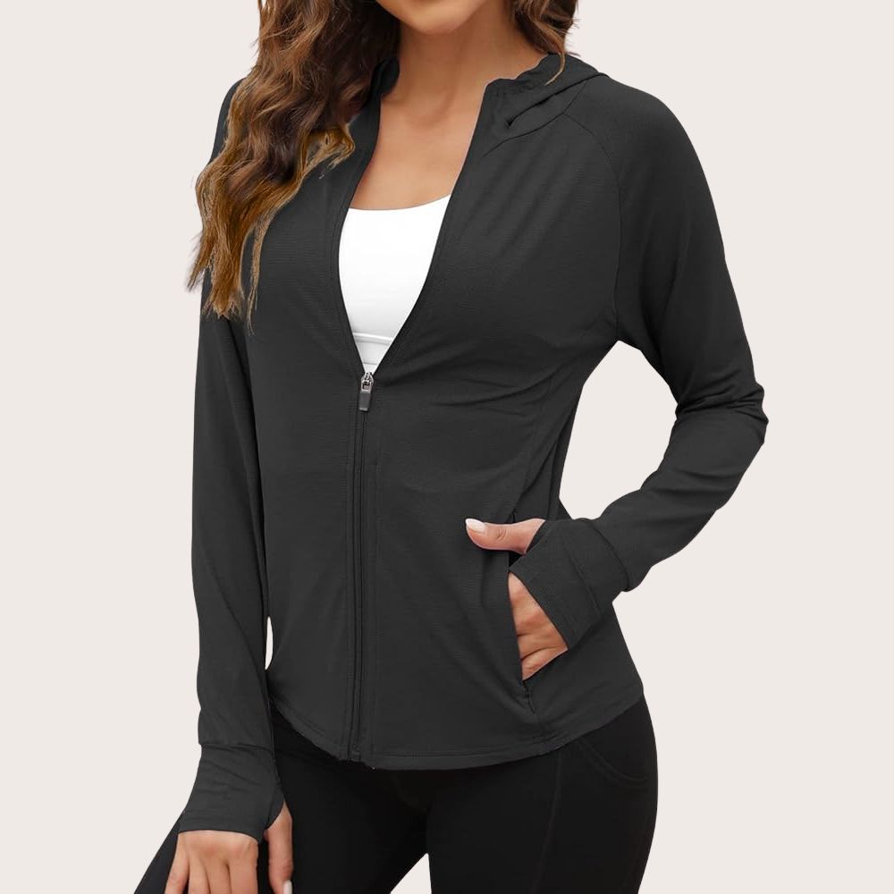 Professional Sports UV Protection Seamless Zipper Jacket For Women, Compression Fitness Gym Workout Yoga Top