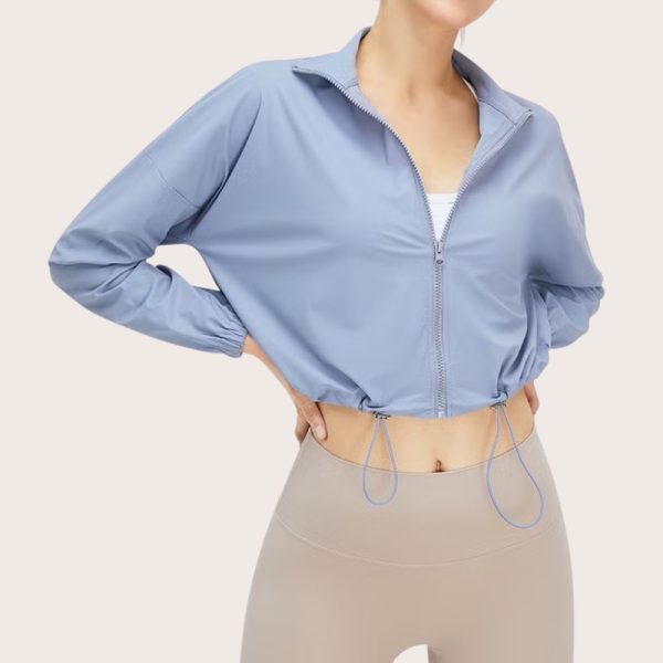 Professional Sports UV Protection Seamless Zipper Jacket For Women, Compression Fitness Gym Workout Yoga Top - Image 2